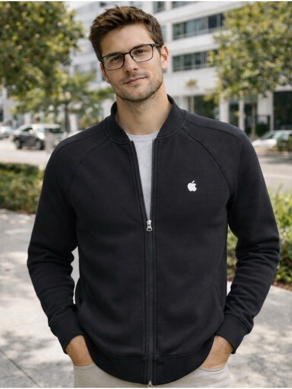 Apple Logo Store Employee Jacket Size Small Black Full Zip Techwear